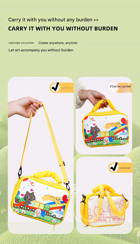 24 colors Kids Double-Layer Marker Set with Carry Case - Portable Art Supply Organizer Bag