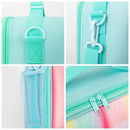 Blue Sparkling Rainbow Heart Insulated Lunch Bag for Kids - Portable School Lunch Box with Shoulder Strap