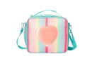 Pink Sparkling Rainbow Heart Insulated Lunch Bag for Kids - Portable School Lunch Box with Shoulder Strap