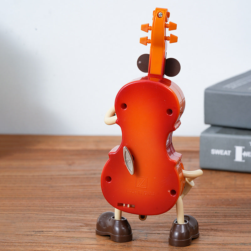 Dancing Musical Instrument Figurines - Wind-Up Guitar & Cello Toys with Moving Parts(Guitar)