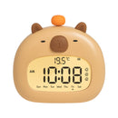 Cute Animal Digital Alarm Clock with Night Light, Temperature & Countdown Timer(Brown Capybara)