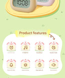 Cute Animal Digital Alarm Clock with Night Light, Temperature & Countdown Timer(Blue elephant)