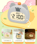 Cute Animal Digital Alarm Clock with Night Light, Temperature & Countdown Timer(Blue elephant)