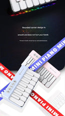 Mini Pocket Piano Electronic Keyboard - 18 Keys, Multiple Modes, LED Lights, Portable Musical Toy(white)