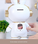 White Cute Astronaut Rabbit Piggy Bank | Shatterproof Kids Money Box & Room Decor Figurine