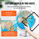 VEVOR Educational Globe for Kids, 254 mm, Interactive AR World Globe with AR Golden Globe APP LED Night Lighting Rotation, STEM Toy Gifts for Kids Compatible with Android or iOS Devices