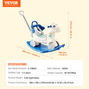 VEVOR 4 in 1 Rocking Horse for Toddlers 1-3 Years, Baby Rocking Horse with Detachable Balance Board, Push Handle and 4 Smooth Wheels, Support up to 80 lbs HDPE Kids Ride on Toy with Sound, Blue