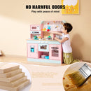 VEVOR Kitchen Playset Kids Pretend Cooking Play Toy 24 Piece Accessories Pink