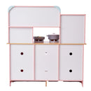 VEVOR Kitchen Playset Kids Pretend Cooking Play Toy 24 Piece Accessories Pink