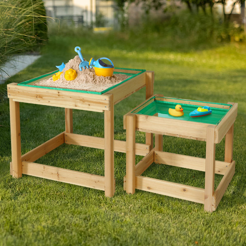 Kids Sandpit Wooden Sandbox Sand Pit Water Table Outdoor Toys 101cm