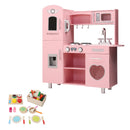 Keezi Kids Kitchen Play Set Wooden Pretend Toys Cooking Children Food Pink