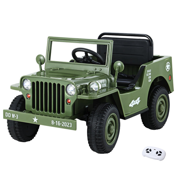 Rigo Kids Electric Ride On Car Jeep Military Off Road Toy Cars Remote 12V Olive