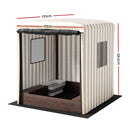 Keezi Wooden Kids Sandpit – 120cm Sandbox with Canopy, Window & Water Basin