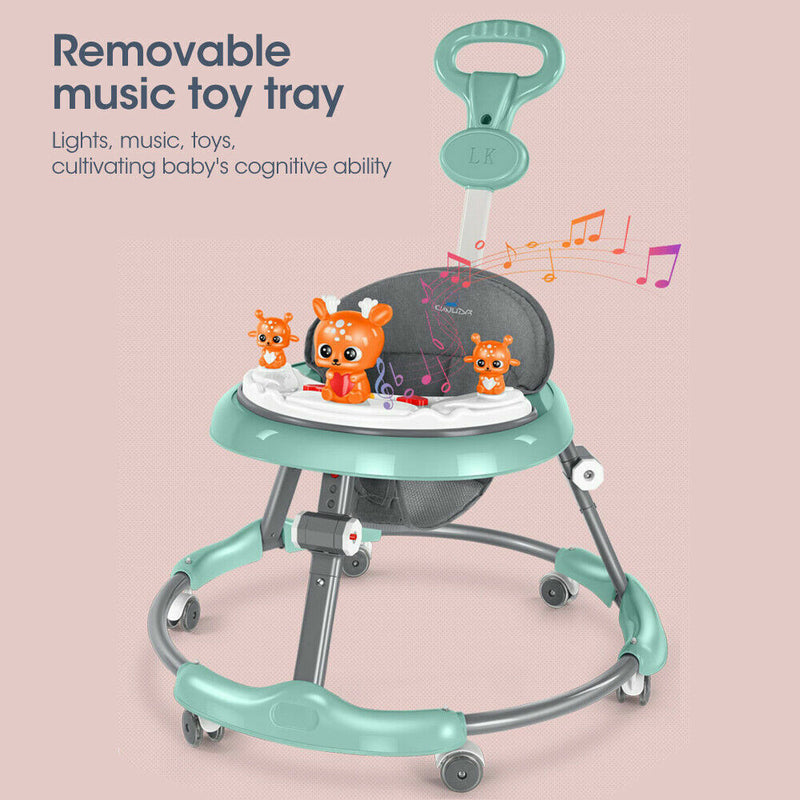 Upgrade Adjustable Baby Walker Stroller Play Activity Music Kids Ride On Toy Car