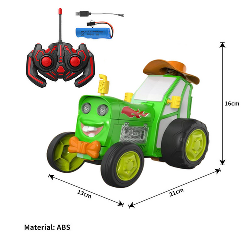 Green 360 Rotating Crazy Jumping Car with Light Music Remote Control RC Stunt Car AU