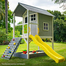 ROVO KIDS Cubby House with Slide, Sandpit, Climbing Wall, Noughts & Crosses