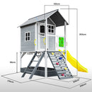 ROVO KIDS Cubby House with Slide, Sandpit, Climbing Wall, Noughts & Crosses