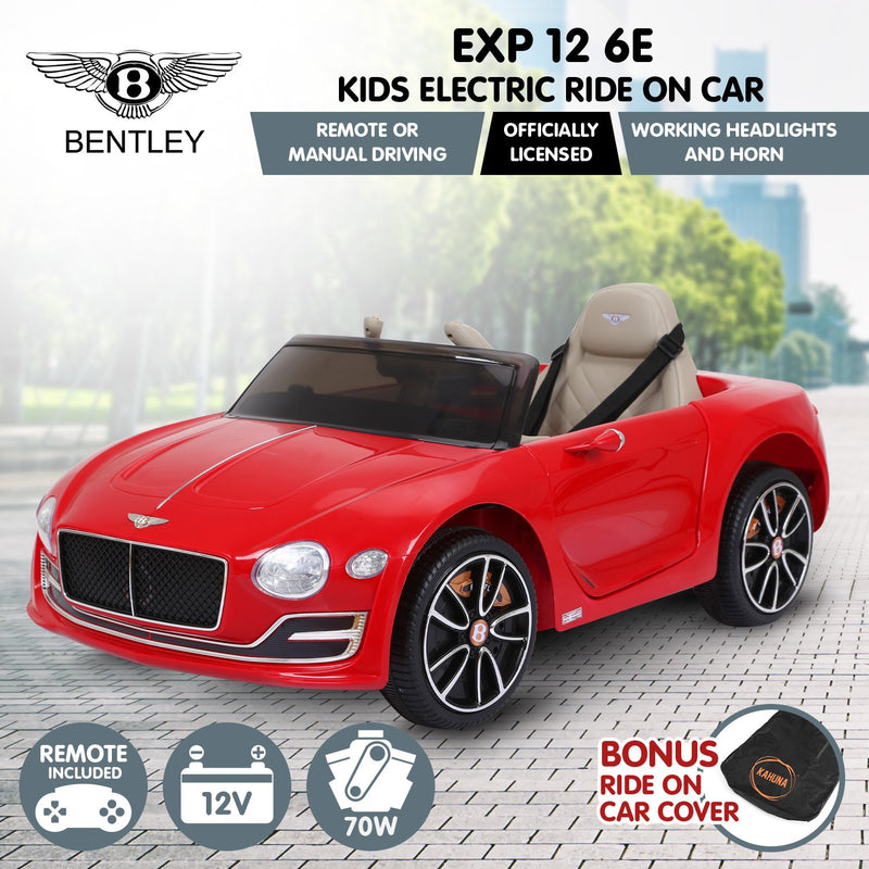 Kahuna Bentley Exp 12 Speed 6E Licensed Kids Ride On Electric Car Remote Control - Red