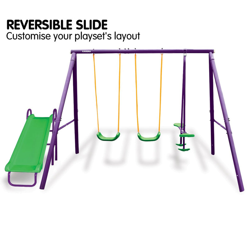 Kahuna Kids 4-Seater Swing Set with Slide Purple Green