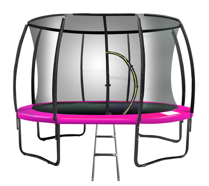 Kahuna 12ft Trampoline Free Ladder Spring Mat Net Safety Pad Cover Round Enclosure - Pink