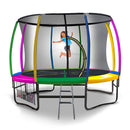 Kahuna 14ft Trampoline Free Ladder Spring Mat Net Safety Pad Cover Round Enclosure - Rainbow