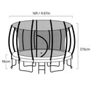 Kahuna 16ft Trampoline Free Ladder Spring Mat Net Safety Pad Cover Round Enclosure - Rainbow