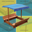 Kids Wooden Toy Sandpit with Canopy