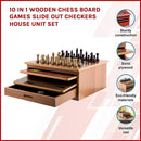 10 in 1 Wooden Chess Board Games Checkers House Unit Set