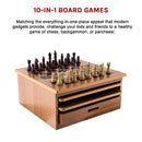 10 in 1 Wooden Chess Board Games Checkers House Unit Set