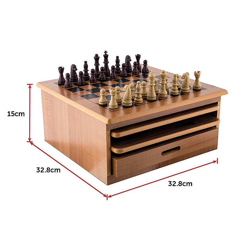 10 in 1 Wooden Chess Board Games Checkers House Unit Set